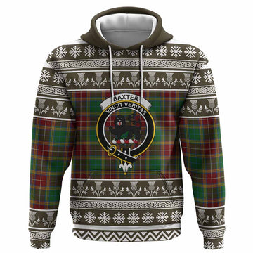 Baxter Clan Tartan Christmas Hoodie with Family Crest