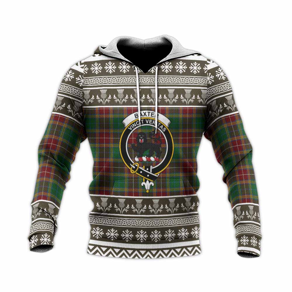 Baxter Clan Tartan Christmas Knitted Hoodie with Family Crest - Tartan Vibes Clothing