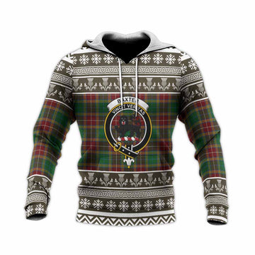 Baxter Clan Tartan Christmas Knitted Hoodie with Family Crest