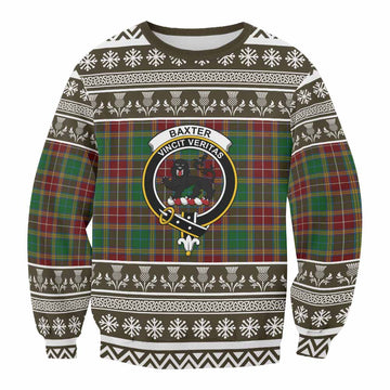 Baxter Clan Tartan Christmas Sweatshirt with Family Crest