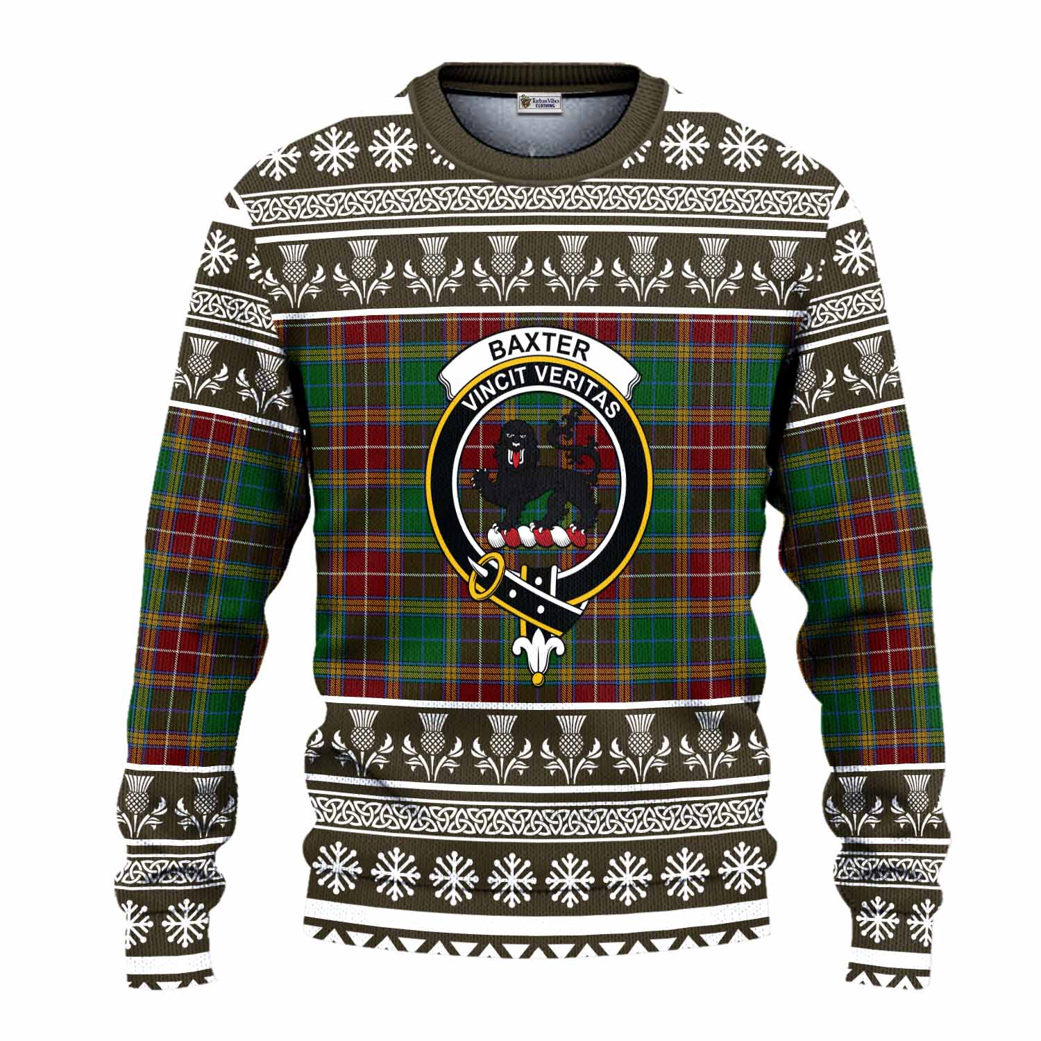 Baxter Clan Tartan Christmas Ugly Sweater with Family Crest - Tartan Vibes Clothing