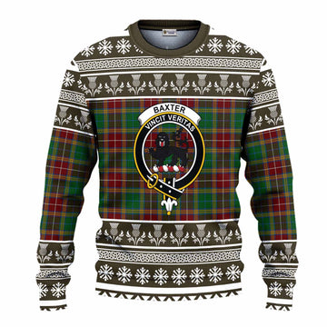 Baxter Clan Tartan Christmas Ugly Sweater with Family Crest