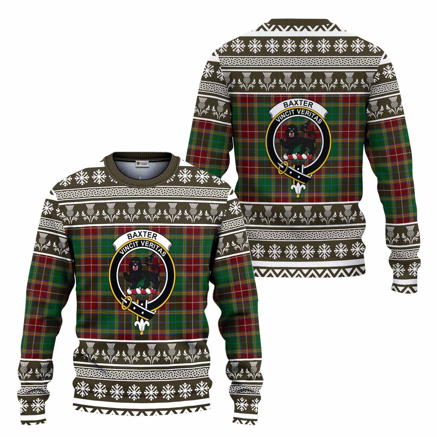 Baxter Clan Tartan Christmas Ugly Sweater with Family Crest - Tartan Vibes Clothing