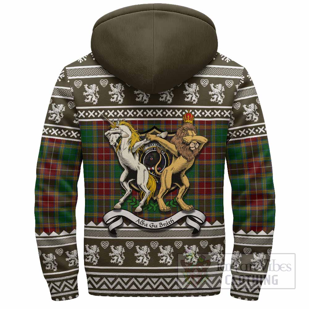 Baxter Clan Tartan Crest Christmas Fleece Hoodie Coat of Arms Funny Style - Tartan Vibes Clothing