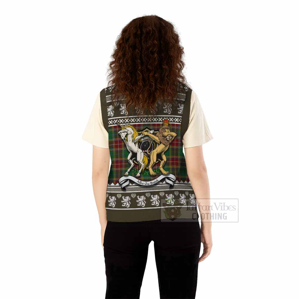 Baxter Clan Tartan Crest Christmas Knitted V-Neck Vest Coat of Arms Funny Style - Tartan Vibes Clothing