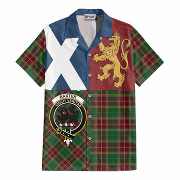 Baxter Crest Tartan Cotton Hawaiian Shirt with Lion Rampant Saltire Style