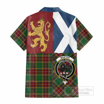 Baxter Crest Tartan Cotton Hawaiian Shirt with Lion Rampant Saltire Style