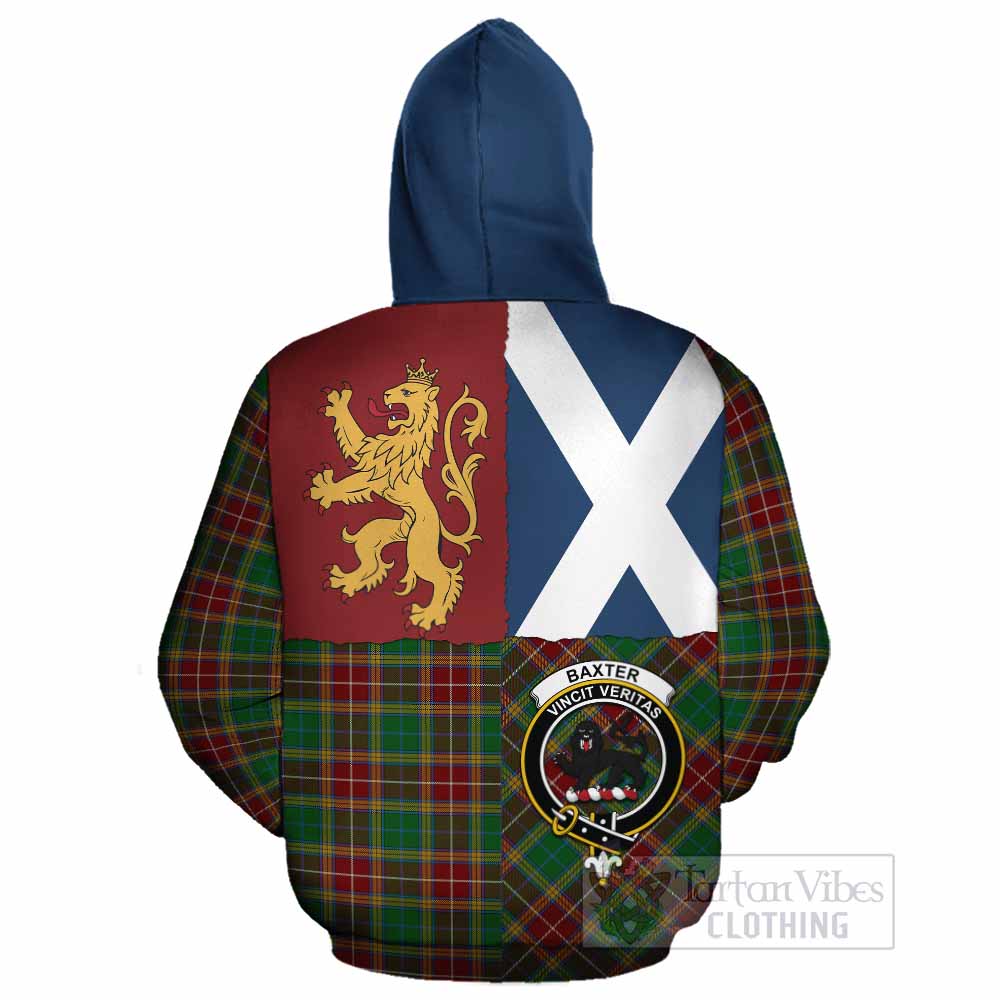 Baxter Crest Tartan Cotton Hoodie with Lion Rampant Saltire Style - Tartan Vibes Clothing