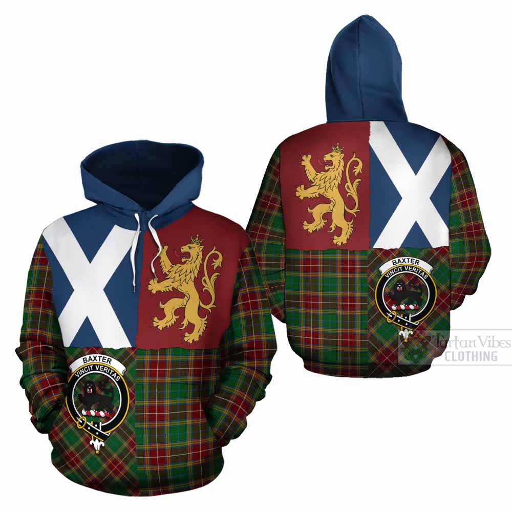 Baxter Crest Tartan Cotton Hoodie with Lion Rampant Saltire Style - Tartan Vibes Clothing
