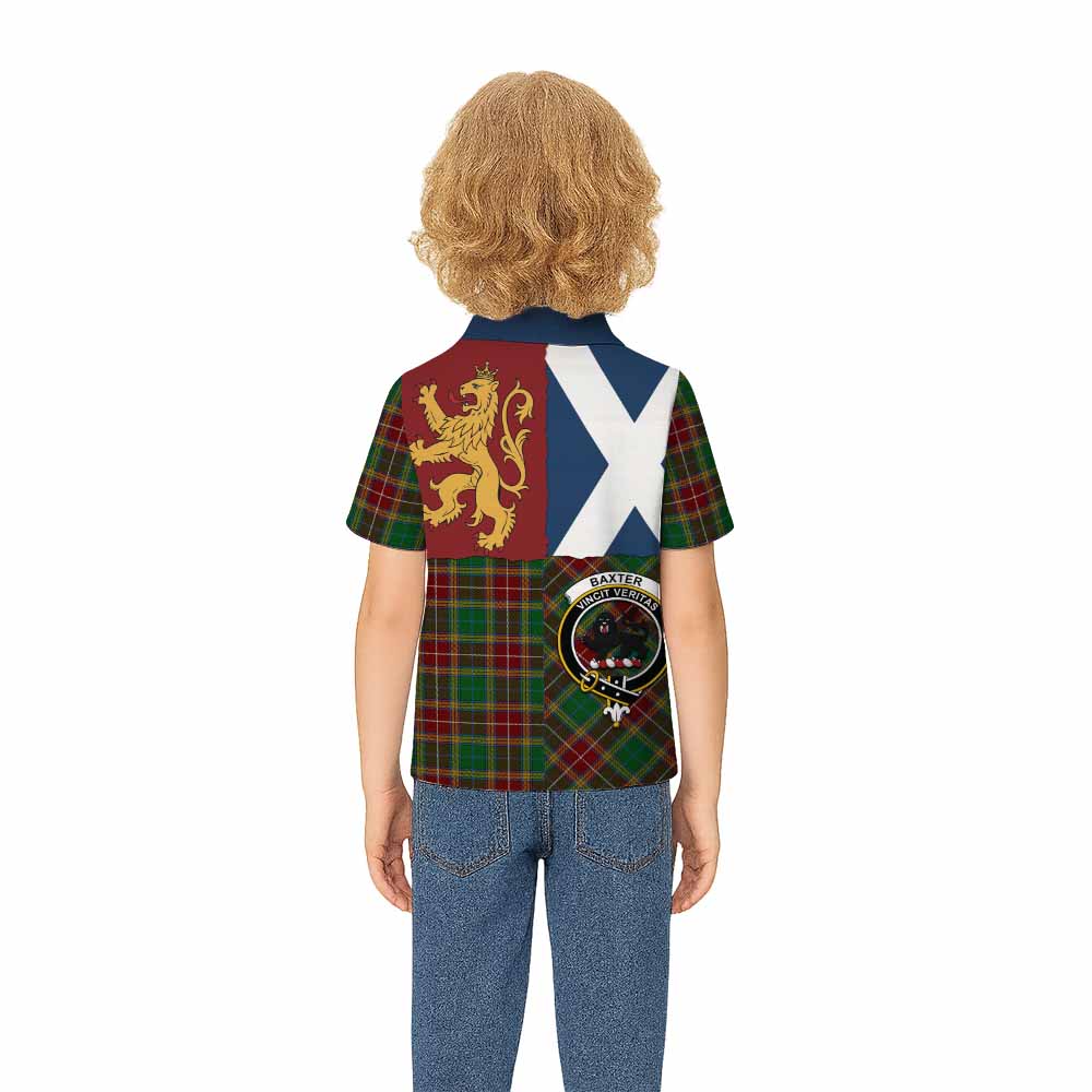 Baxter Crest Tartan Kid Polo Shirt with Lion Rampant Saltire Style - Tartan Vibes Clothing
