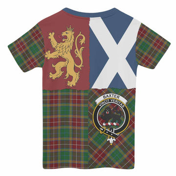 Baxter Crest Tartan Kid T-shirt with Lion Rampant Saltire Style - Tartan Vibes Clothing
