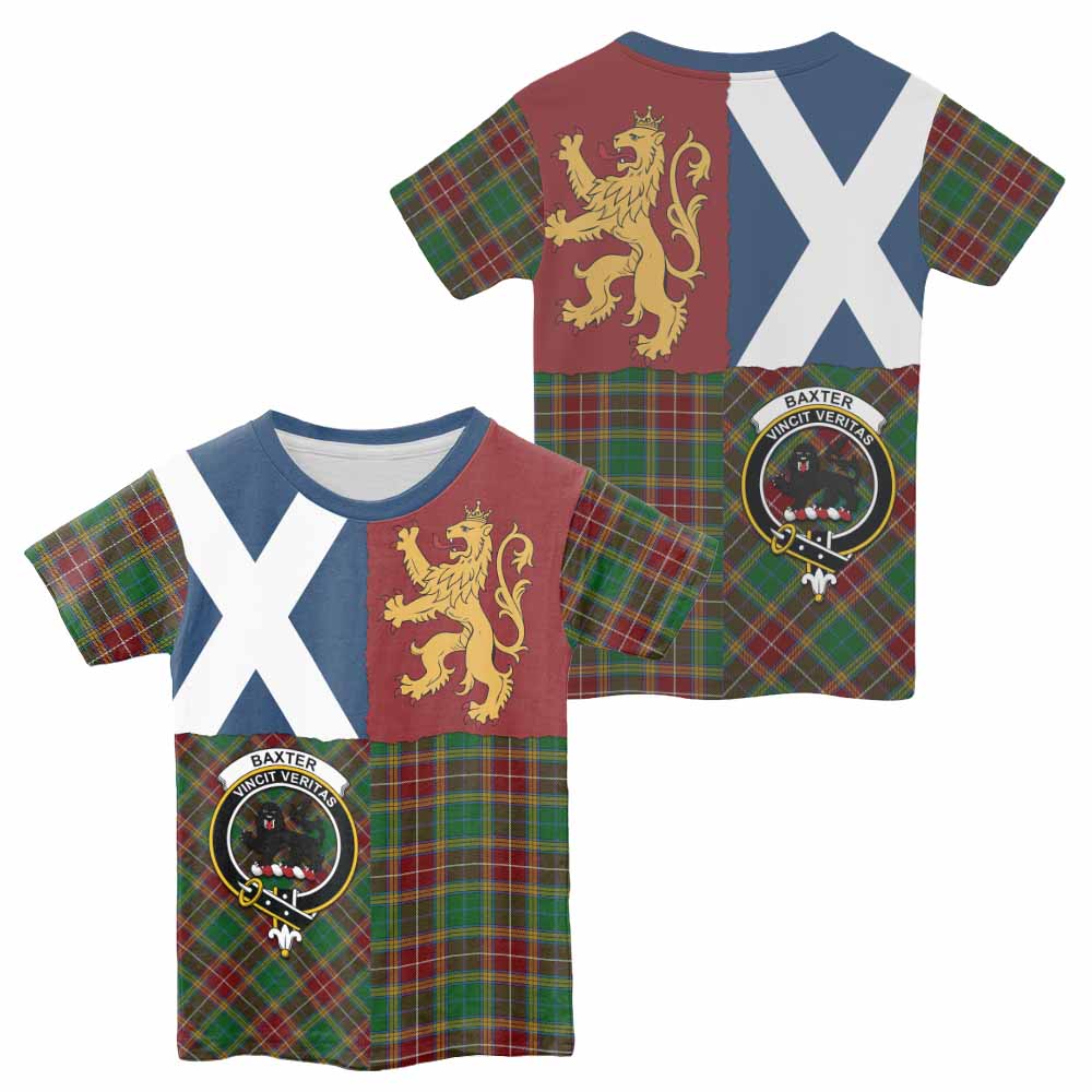 Baxter Crest Tartan Kid T-shirt with Lion Rampant Saltire Style - Tartan Vibes Clothing