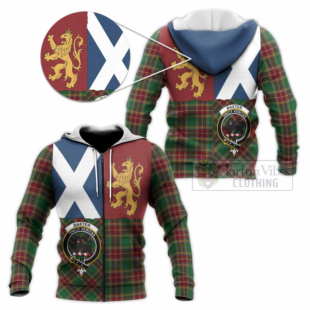 Baxter Crest Tartan Knitted Hoodie with Lion Rampant Saltire Style