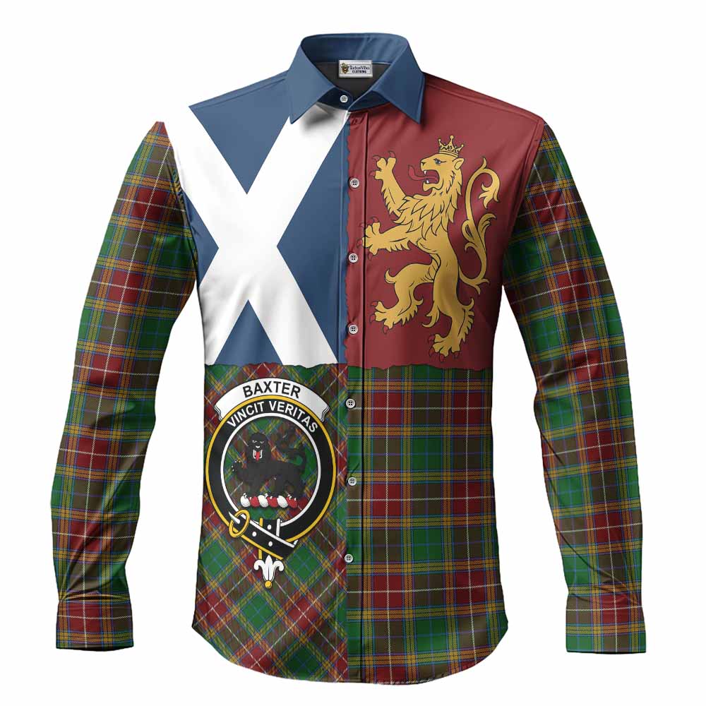 Baxter Crest Tartan Long Sleeve Button Shirts with Lion Rampant Saltire Style