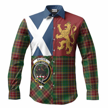 Baxter Crest Tartan Long Sleeve Button Shirts with Lion Rampant Saltire Style
