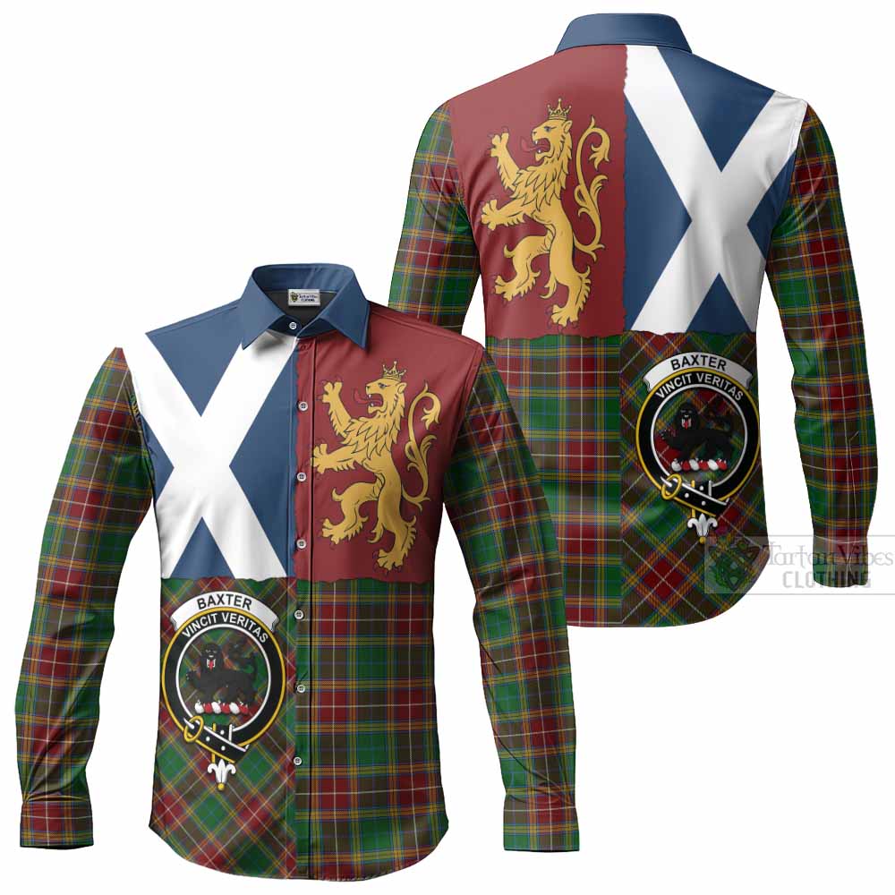 Baxter Crest Tartan Long Sleeve Button Shirts with Lion Rampant Saltire Style