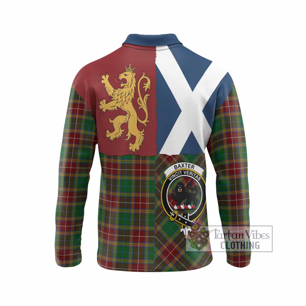 Baxter Crest Tartan Long Sleeve Polo Shirt with Lion Rampant Saltire Style
