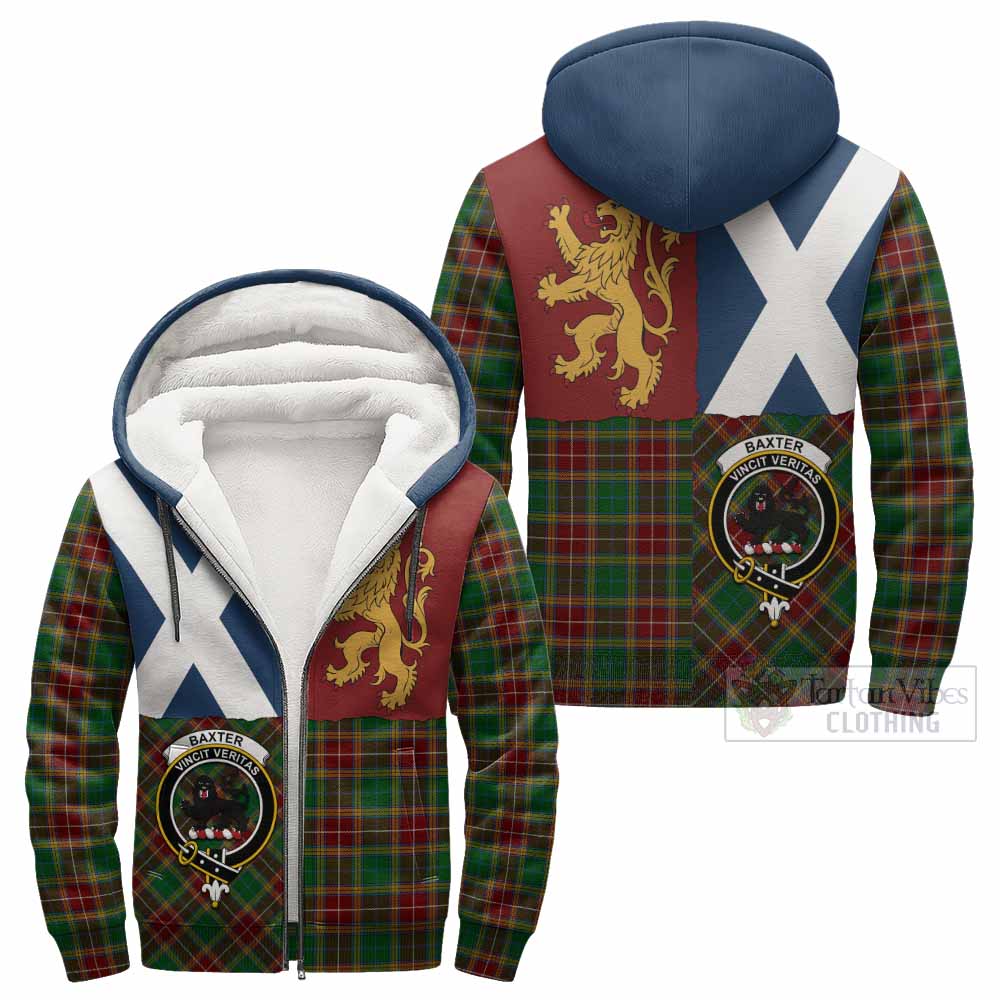 Baxter Crest Tartan Sherpa Hoodie with Lion Rampant Saltire Style