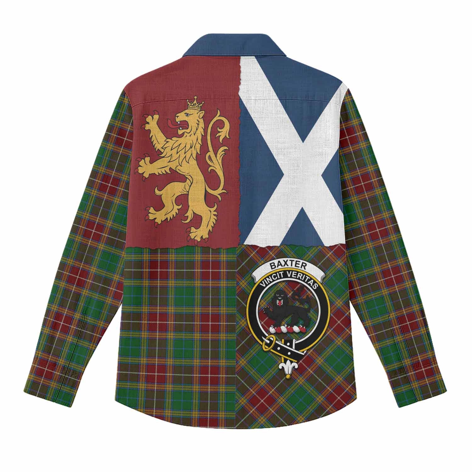 Baxter Crest Tartan Women Casual Shirt with Lion Rampant Saltire Style
