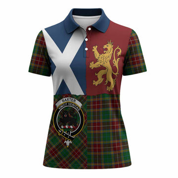 Baxter Crest Tartan Women Polo Shirt with Lion Rampant Saltire Style