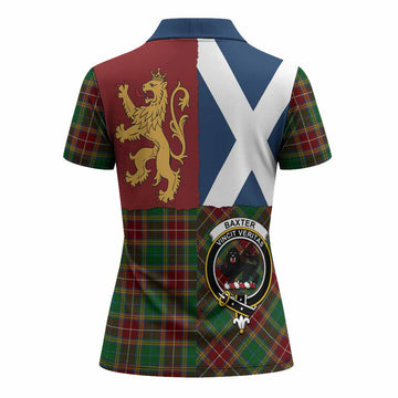 Baxter Crest Tartan Women Polo Shirt with Lion Rampant Saltire Style