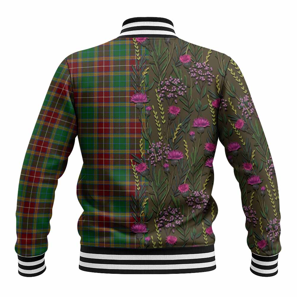 Baxter Family Crest Tartan Baseball Jacket Scottish Thistle Flower Pattern Half Style - Tartan Vibes Clothing