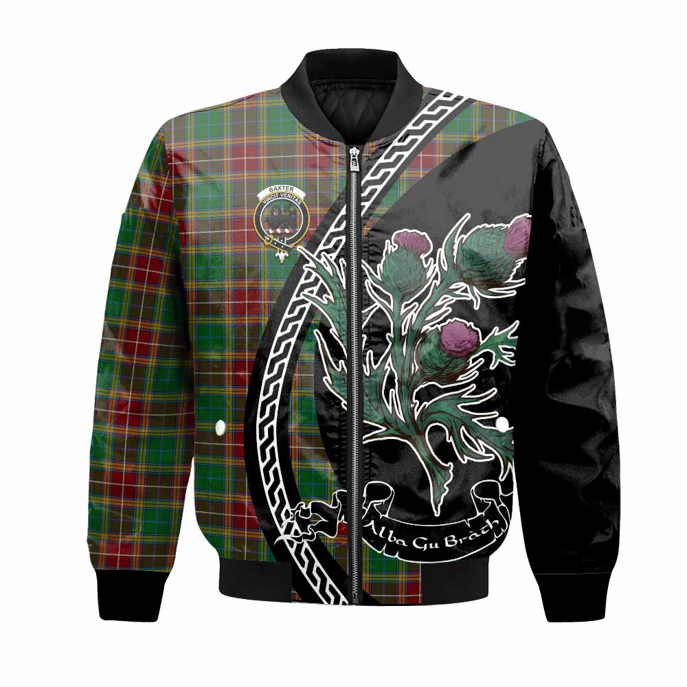 Baxter Family Crest Tartan Bomber Jacket Alba Thistle Inspired - Tartan Vibes Clothing