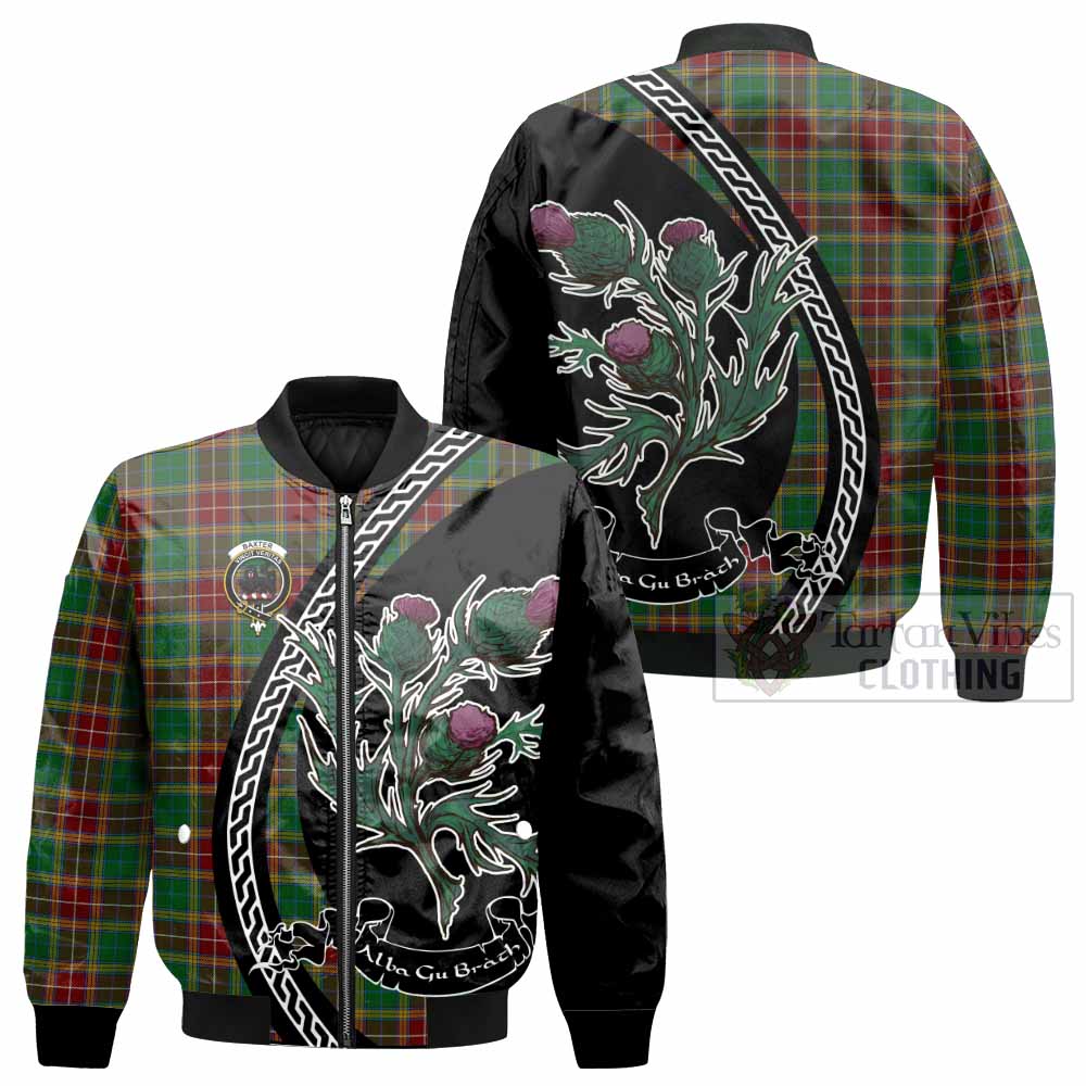 Baxter Family Crest Tartan Bomber Jacket Alba Thistle Inspired - Tartan Vibes Clothing