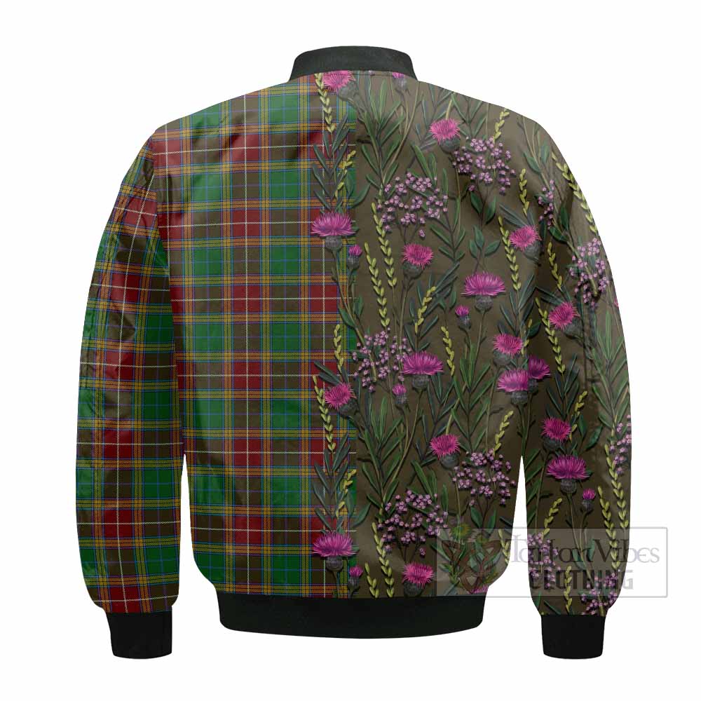 Baxter Family Crest Tartan Bomber Jacket Scottish Thistle Flower Pattern Half Style - Tartan Vibes Clothing