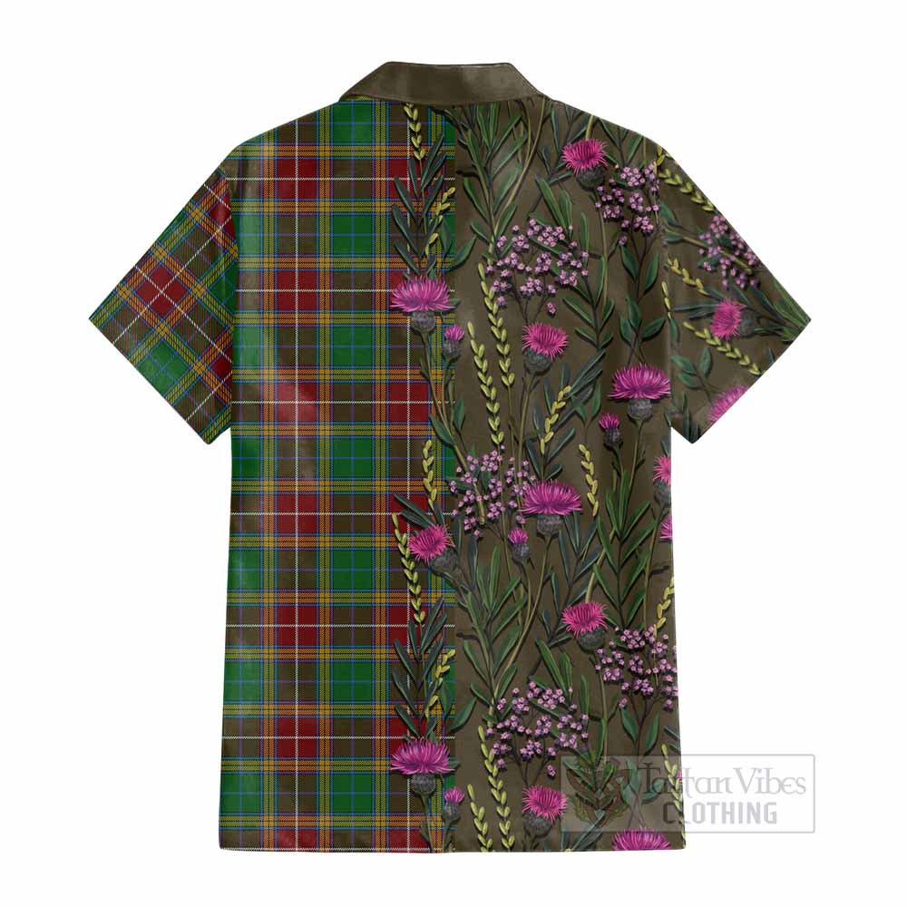 Baxter Family Crest Tartan Cotton Hawaiian Shirt Scottish Thistle Flower Pattern Half Style - Tartan Vibes Clothing