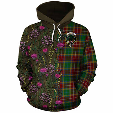 Baxter Family Crest Tartan Cotton Hoodie Scottish Thistle Flower Pattern Half Style