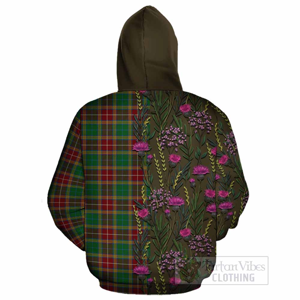 Baxter Family Crest Tartan Cotton Hoodie Scottish Thistle Flower Pattern Half Style - Tartan Vibes Clothing