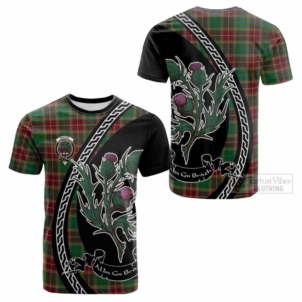 Baxter Family Crest Tartan Cotton T-shirt Alba Thistle Inspired - Tartan Vibes Clothing