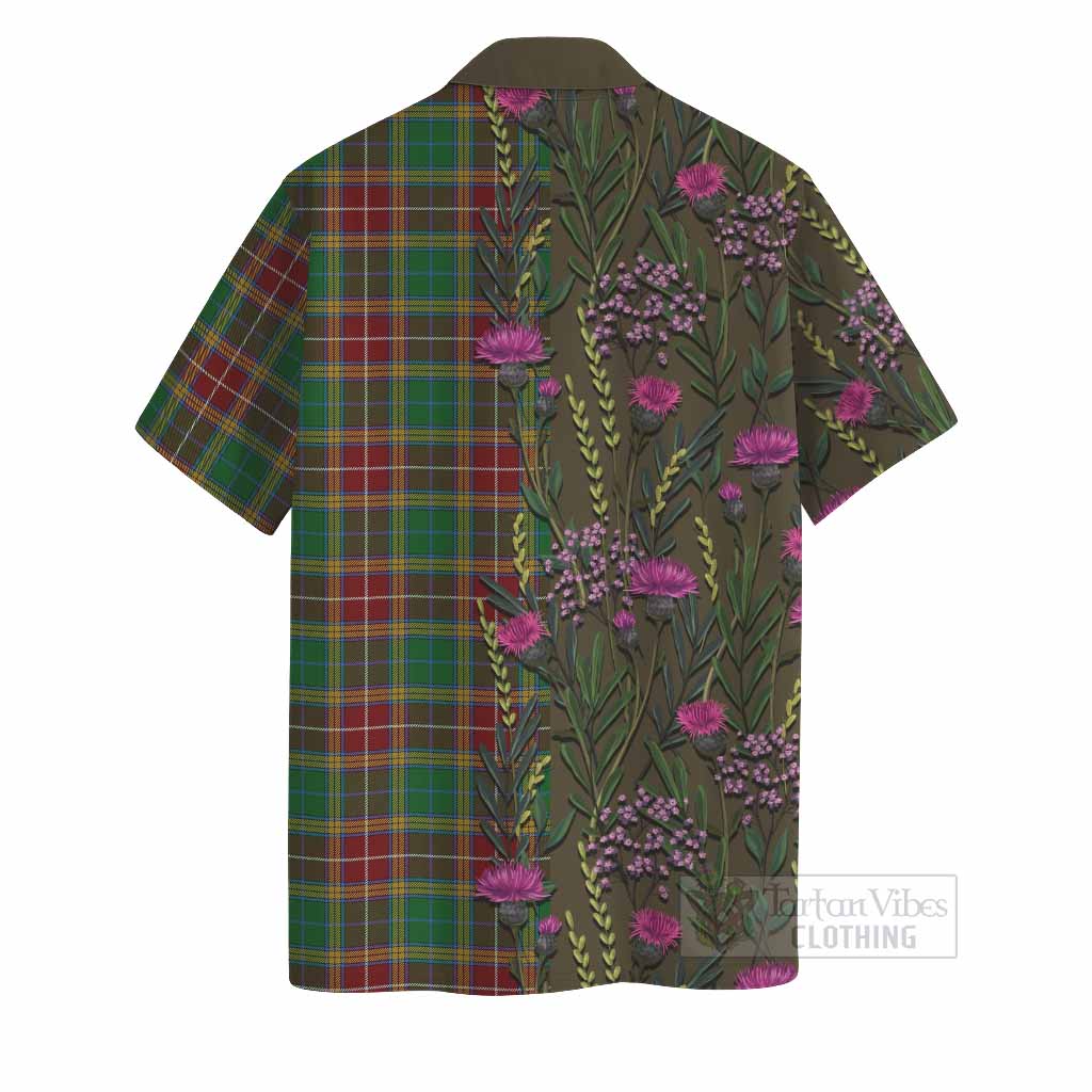 Baxter Family Crest Tartan Hawaiian Shirt Scottish Thistle Flower Pattern Half Style - Tartan Vibes Clothing