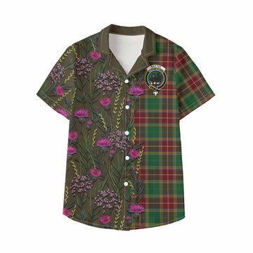 Baxter Family Crest Tartan Kid Hawaiian Shirt Scottish Thistle Flower Pattern Half Style - Tartan Vibes Clothing