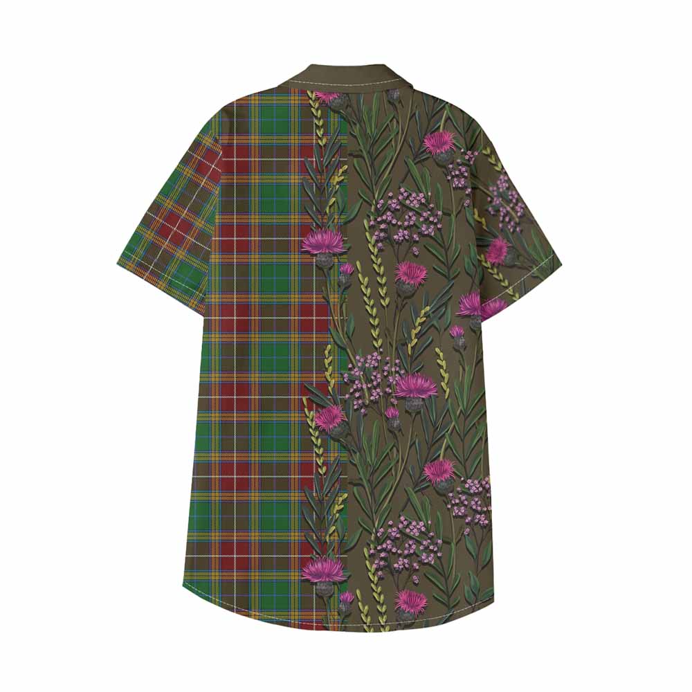 Baxter Family Crest Tartan Kid Hawaiian Shirt Scottish Thistle Flower Pattern Half Style - Tartan Vibes Clothing