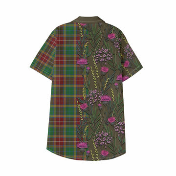 Baxter Family Crest Tartan Kid Hawaiian Shirt Scottish Thistle Flower Pattern Half Style - Tartan Vibes Clothing