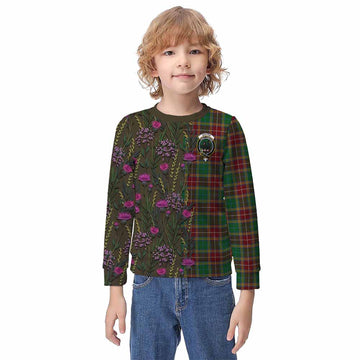 Baxter Family Crest Tartan Kid Knitted Sweatshirt Scottish Thistle Flower Pattern Half Style