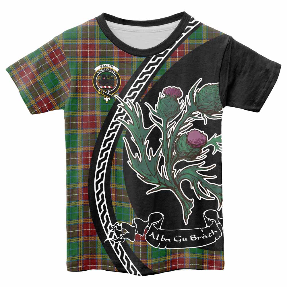 Baxter Family Crest Tartan Kid T-shirt Alba Thistle Inspired - Tartan Vibes Clothing