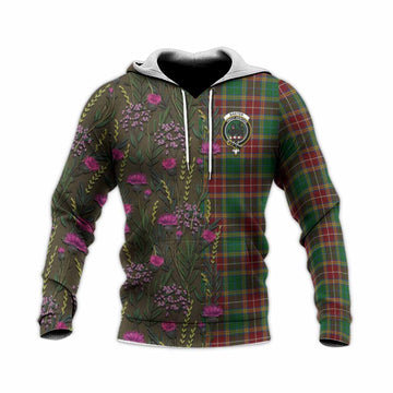 Baxter Family Crest Tartan Knitted Hoodie Scottish Thistle Flower Pattern Half Style