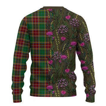 Baxter Family Crest Tartan Knitted Sweater Scottish Thistle Flower Pattern Half Style