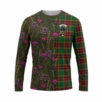 Baxter Family Crest Tartan Long Sleeve T-Shirt Scottish Thistle Flower Pattern Half Style - Tartan Vibes Clothing