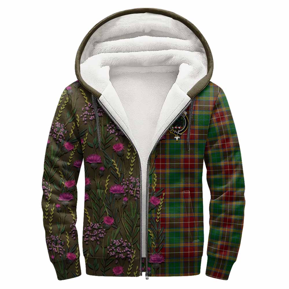 Baxter Family Crest Tartan Sherpa Hoodie Scottish Thistle Flower Pattern Half Style - Tartan Vibes Clothing