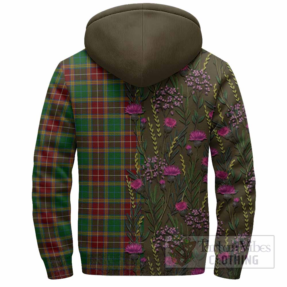 Baxter Family Crest Tartan Sherpa Hoodie Scottish Thistle Flower Pattern Half Style - Tartan Vibes Clothing