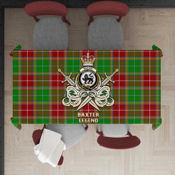 Baxter Modern Tartan Tablecloth with Clan Crest and the Golden Sword of Courageous Legacy