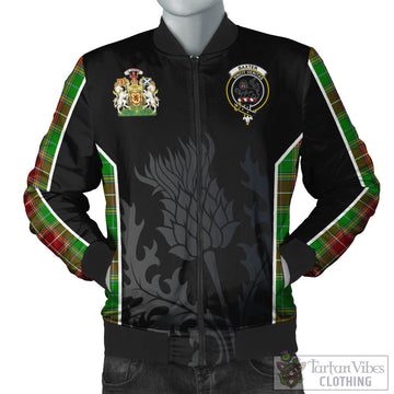 Baxter Modern Tartan Bomber Jacket with Family Crest and Scottish Thistle Vibes Sport Style