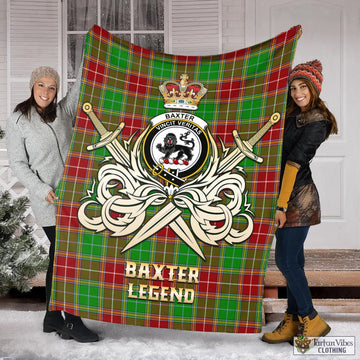 Baxter Modern Tartan Blanket with Clan Crest and the Golden Sword of Courageous Legacy