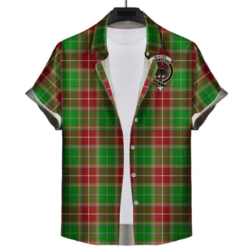 Baxter Modern Tartan Short Sleeve Button Down Shirt with Family Crest