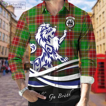 Baxter Modern Tartan Long Sleeve Button Up Shirt with Alba Gu Brath Regal Lion Emblem