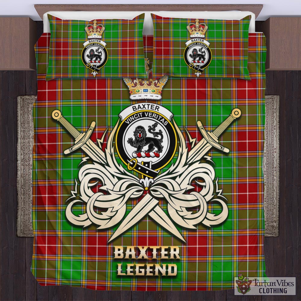 Tartan Vibes Clothing Baxter Modern Tartan Bedding Set with Clan Crest and the Golden Sword of Courageous Legacy